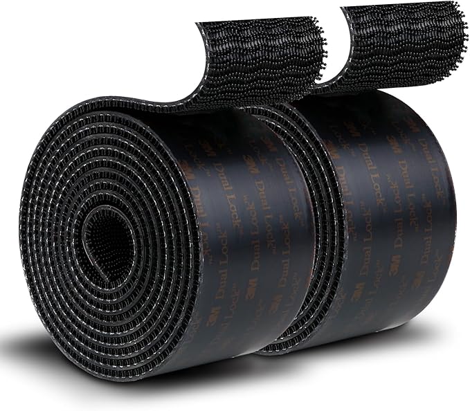 Dual Lock SJ3550 Reclosable Fastener 2''×6Ft 2 Pack, Made of 3M Black Heavy Duty Mounting Tape Strong Adhesive with Interlocking Mushroom-Shaped Heads for Indoor and Outdoor Use