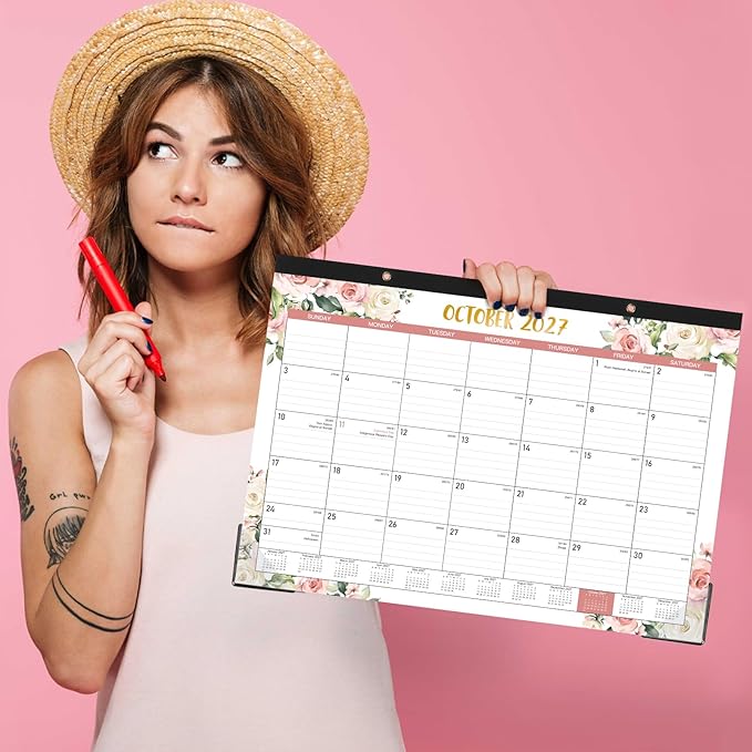 Desk Calendar 2026-2027, 18 Months Calendar from July 2026 to December 2027, 17" x 12", Desk Calendars 2026-2027 Large Ruled Blocks for Planning
