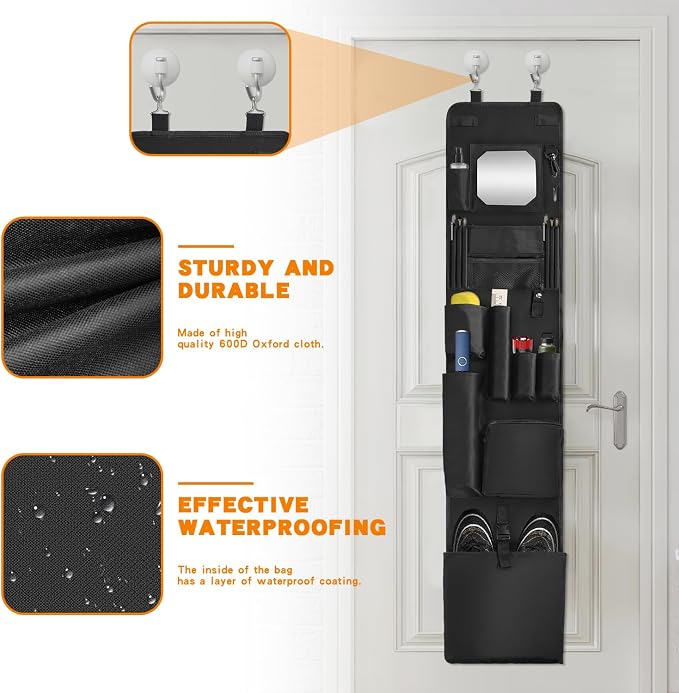 Police Locker Organizer, 51 X 11 in Hanging Locker Organizer, Locker Organizer Door Hanging for School Gym Police Security Law Enforcement Personnel, 600D Durable Material with Mirror