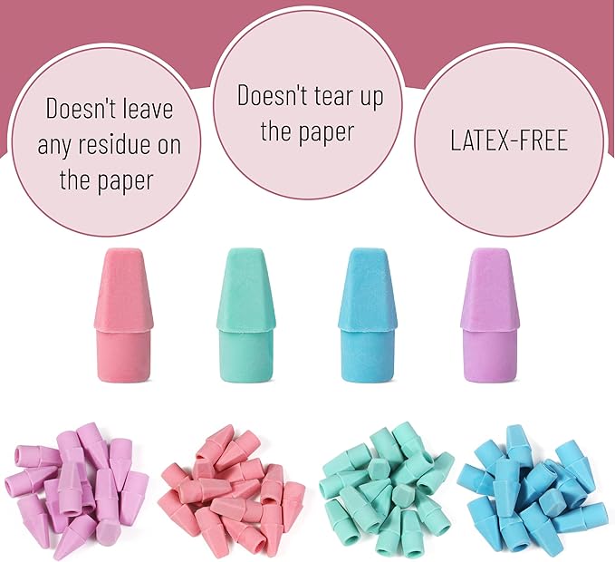 Mr. Pen- School Eraser Combination Set, 66 Pack, Pastel Colors, Latex Free Erasers for School, Office, Art Sketching, Homework, Exams, Clean Smudge-Free Correction