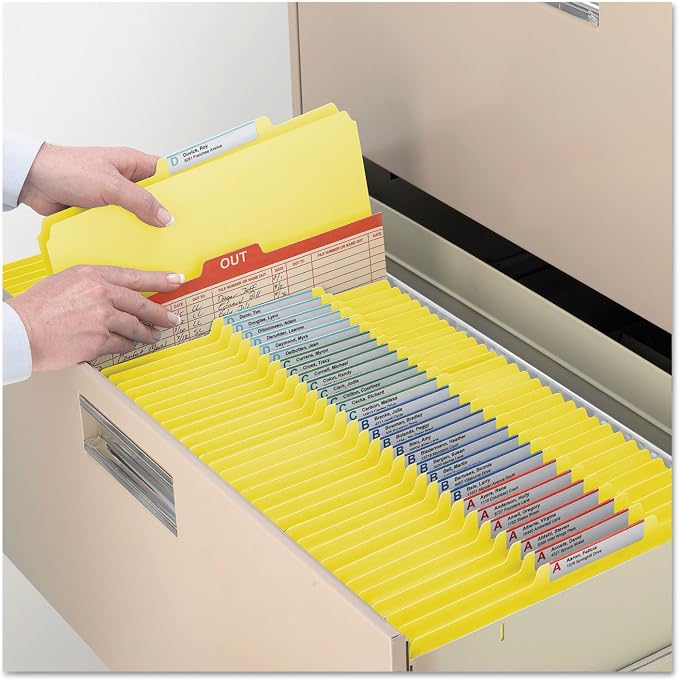 Smead Classification Folder with Prongs, 1 Divider, 2" Fasteners, Letter Size, for Documents Organization, Durable File Organizer for Home, School or Office, Yellow (13704)