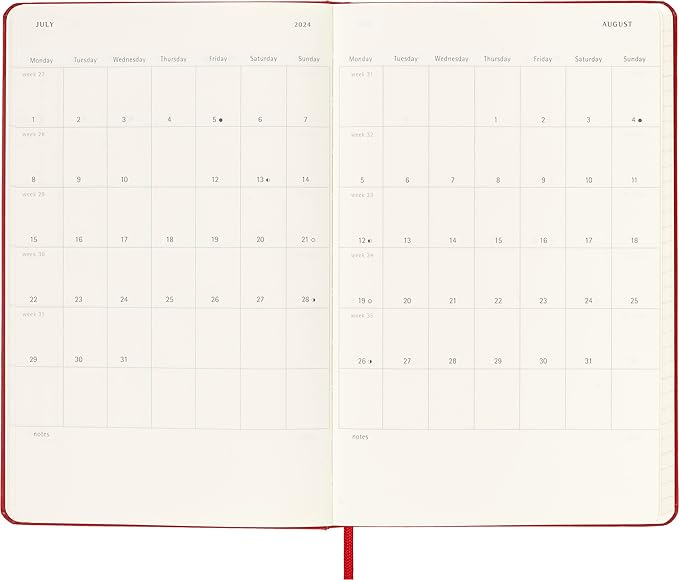 Moleskine Classic 18 Month 2023-2024 Weekly Planner, Hard Cover, Large (5" x 8.25"), Scarlet Red