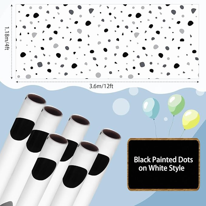 Skyygemm 6 Rolls Classroom Bulletin Board Paper Roll Polka Dot 4 x 12 ft Fade Resistant Colored Background Paper Bulk for Art Decor Drawing Craft(Rustic Color)