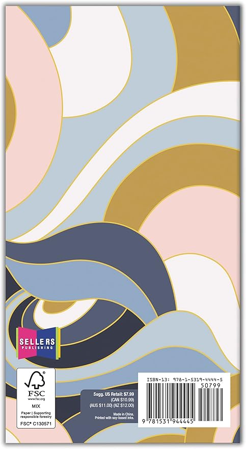 2026 Pocket Planner, 2-Year-Plus Monthly Calendar Planner (24-Month): January 2026 – December 2027, Purse Size 6.5" x 3.5", Swirly Waves