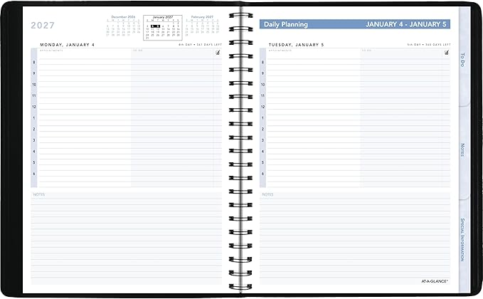 AT-A-GLANCE 2027 Appointment Book Planner, Daily, 6.5" x 8.75", The Action Planner, Black (70EP030527)