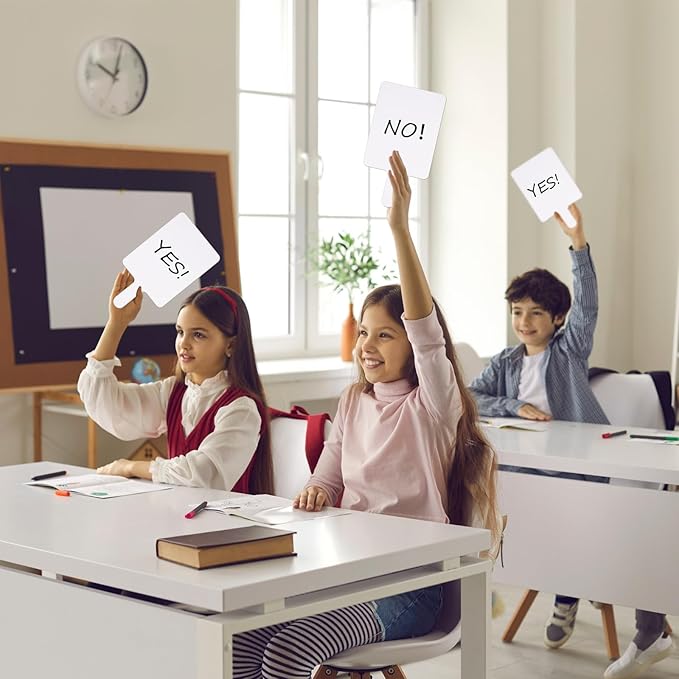 Seajan 200 Pcs Dry Erase Answer Paddles for Classroom, Double-Sided Handheld Mini Whiteboards Bulk Set for Teachers, Students & School Learning(Rectangle,28 x 15 cm)