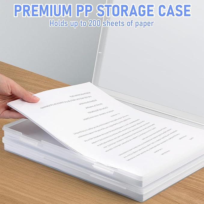 A4 Paper Holder Portable File Box Clear Plastic Document Case Waterproof Dustproof PP Storage Folder Magazine Filing Organizer Office/School Supplies(clear-2 pack)