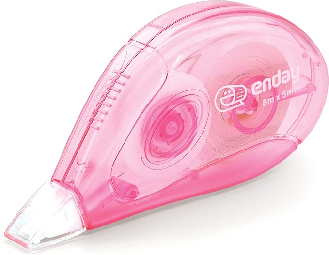 Enday White Out Correction Tape, Pink Dispenser White Out Tape, Easy to Use Applicator for Instant Corrections, Whiteout Suitable for Students, Teachers, and Office Workers