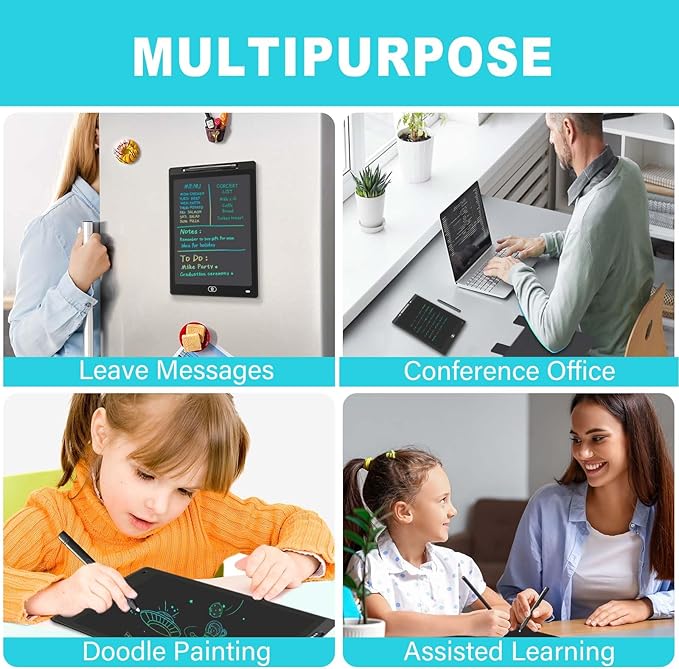 Magnetic Dry Erase Board for Fridge, 9.8”×6.7” Small LCD Writing Tablet Blackboard Grocery to Do List Magnet Pad Black White Whiteboard Adult Chore Chart Refrigerator Digital Notepad Message Center