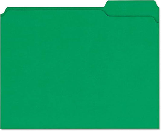 Universal 16162 Colored File Folders, 1/3 Cut Assorted, Two-Ply Top Tab, Letter, Green, 100/Box