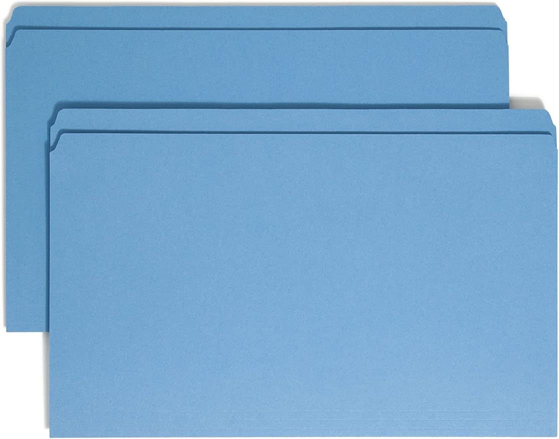 Smead File Folder, Reinforced Straight-Cut Tab, Legal Size, Blue, 100 per Box (17010)