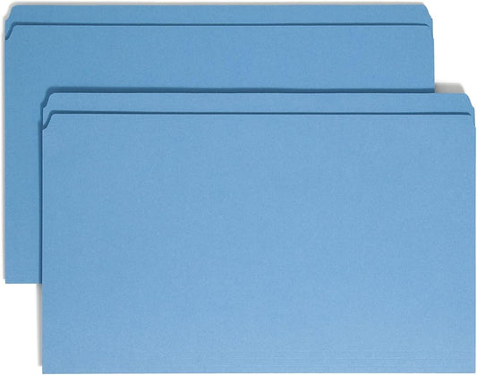 Smead File Folder, Reinforced Straight-Cut Tab, Legal Size, Blue, 100 per Box (17010)