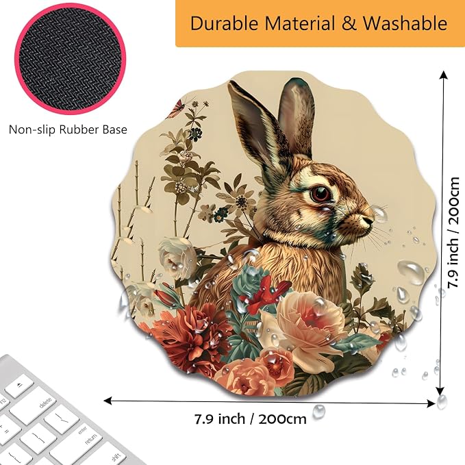 Pen Holder for Desk, PU Leather Multifunctional Desktop Storage Box and Anti-Slip Mouse Pad Set, Makeup Brush Holder Pen Organizer for Office and Home - Rabbit