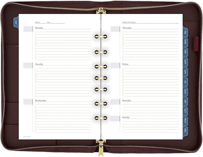 AT-A-GLANCE Faux Leather Undated Starter Set, 7-Ring, 5-1/2" x 8-1/2", Desk Size, Fashion, Merlot (DR1114-040)
