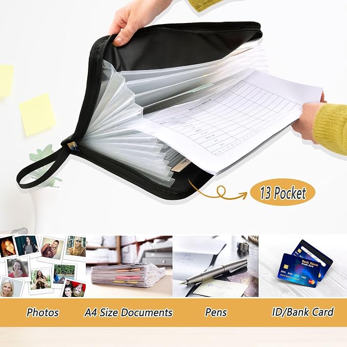 ALAZA Starry Night Dog 13 Pocket Expanding File Folder with Labels, Accordion File Folder File Organizer Letter A4 Paper for Office School Student