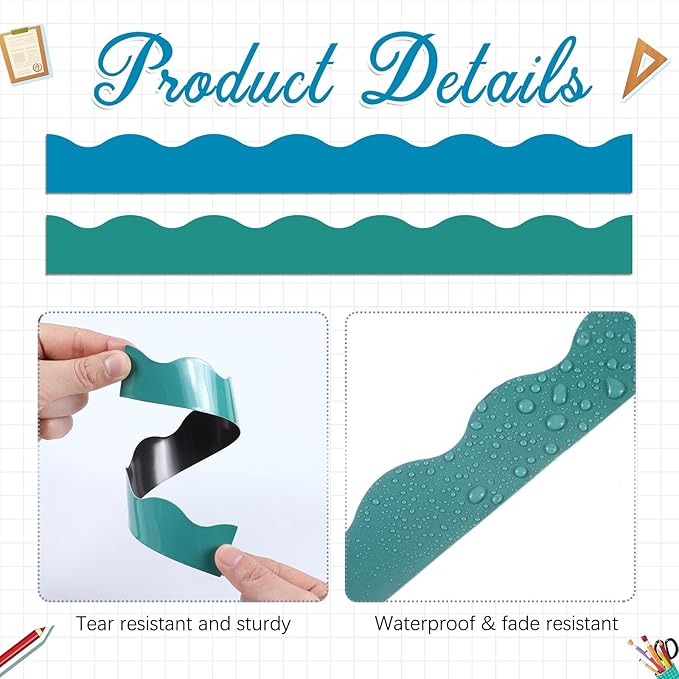 Qeeenar 24 Pcs Magnetic Borders for Classroom Bulletin Board Borders Magnetic Whiteboard Classroom Strips for Office Chalkboard Decoration(Rainbow Color)