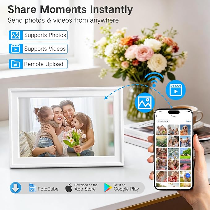 10.1" Smart Family Calendar, WiFi Digital Family Organizer with App, Touchscreen Chore Chart for Kids & Meal Planner, Digital Photo Frame with 32GB Storage, Desk & Countertop Stand, 2026