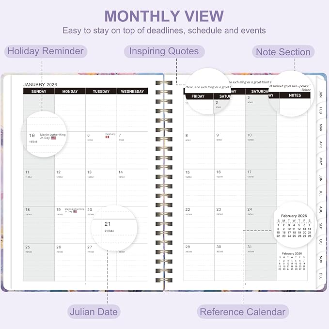2026 Planner, Weekly and Monthly Academic Planner Calendar (JAN.2026 - DEC.2026), Planning Agenda Book, for Office Desk Accessories and School Supplies, A5(6.3" x 8.5") (Butterfly Waltz)