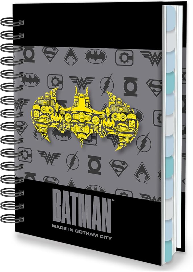 2026 Batman Planner Hardcover, Superhero Weekly and Monthly Planner with Notes Pages and 12 Dividers Tabs, Spiral Calendar Notebook Academic Journal for Work School Adults Teens (Plan A)
