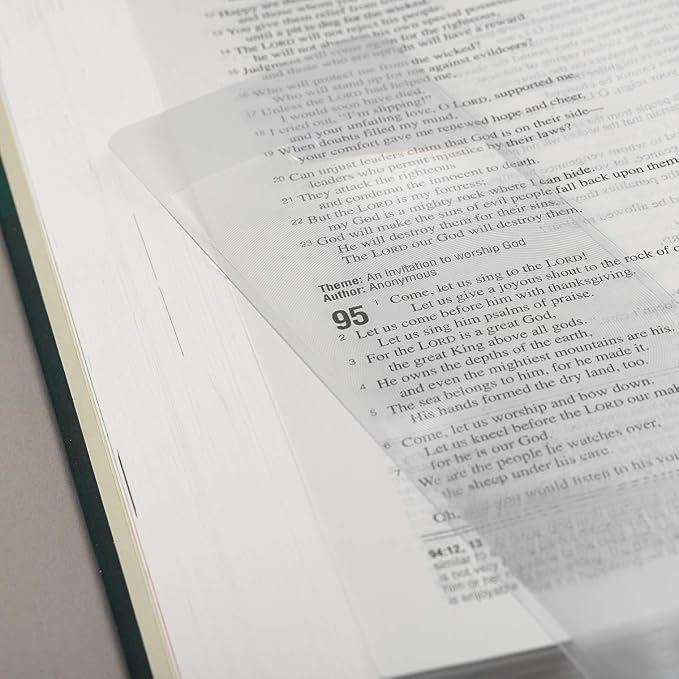 Christian Art Gifts Bookmark Sized Pocket Magnifying Sheet, Reading Magnifier for Bibles, Books, Maps, Instructions, Clear Slim Thin Flexible Sturdy Design for Men & Women, Magnify 150%, 5.4" x 3.8"