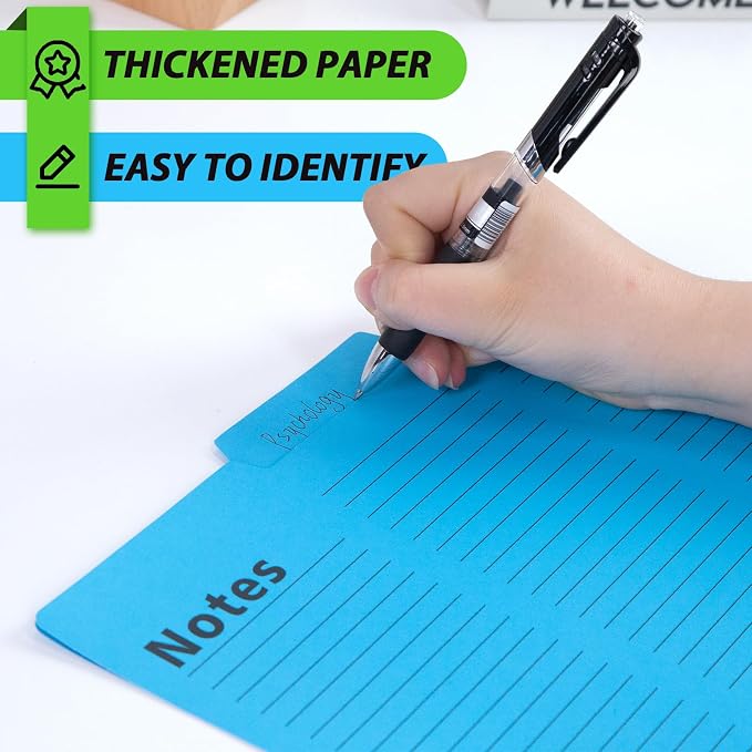 Shindel 16 Pack File Folders Letter Size, Notes Tabbed File Folders with Tabs, 9.6 x 11.5 Inch, 1/3 Cut Tabs, Manilla Letter Size Folder for Back to School, Business for Document, 8 Vibrant Colors