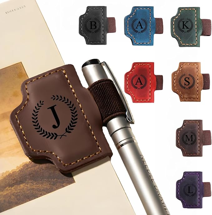 MOTEERLLU Custom Magnetic Bookmarks for Women Men, Leather Book Marker Gifts for Book Lovers, Readers, Teachers, Mom, Personalized Initial Bookmark Holder Page Marker for Reading