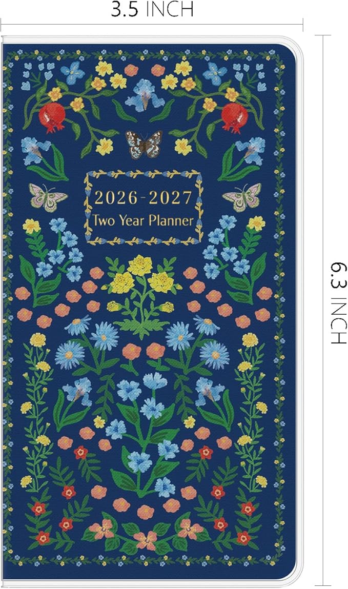 Pocket Calendar 2026-2027, Jotsome 2 Year Monthly Planner from Now to December 2027, 3.5"x6.4", Small Pocket Planner with PVC Cover for Purse, Floral Design