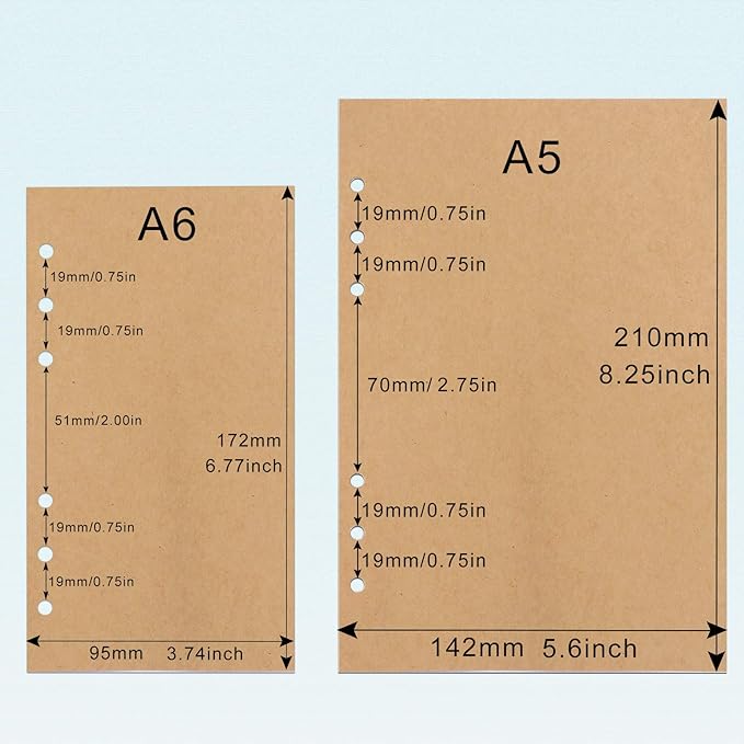 A6 Refill Paper, [3 Pack] Toplive 100GSM Thick Refillable Paper 6 Hole Filler Inserts Loose Leaf Paper 135 Sheets (270 Pages) for 6 Ring Binder Journal Notebook-Kraft Paper