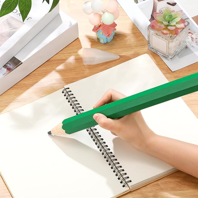 16 Inch Wooden Large Jumbo Pencils Giant Big Funny Wood Pencil with Cap and Eraser Fun Novelty Gifts for Kids School Kindergarten Home Office Prop Supplies(Green)