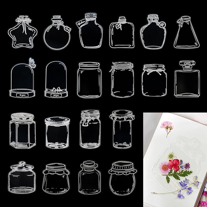40Pcs DIY Bookmarks Kit, Transparent Dried Flower Bookmark, Filling Bookmarks with Flowers, 20 Styles Handmade DIY Bookmark Comes with 48Pcs Tab to Make Easier (Style 1)