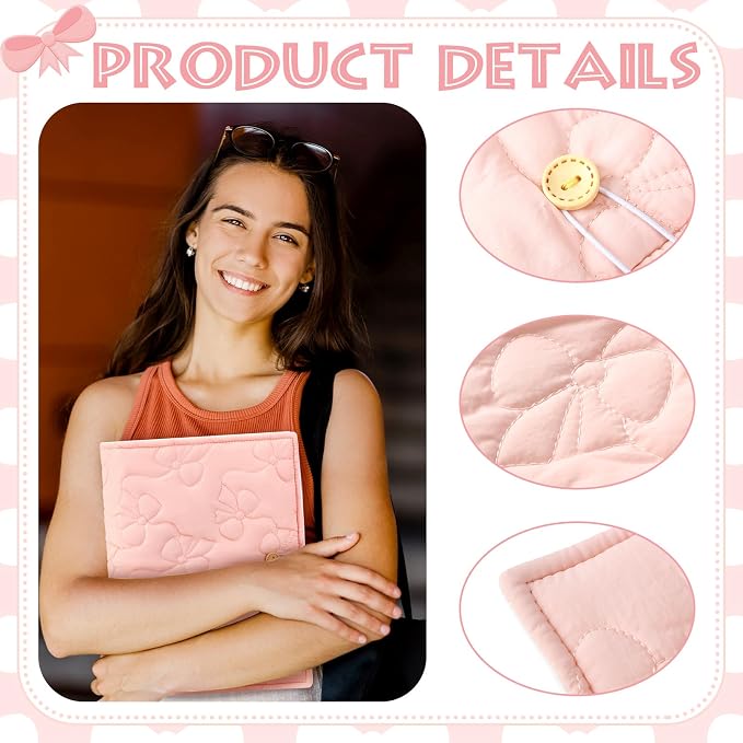 Feifeiya Pink Bow Bible Cover Case for Women with Pencil Pouch Quilted Bible Carrying Case for Hardcover 9.5" x 7" x 2" Christian Gift for Girls Gift for Mom Religious Study Supplies & Accessories