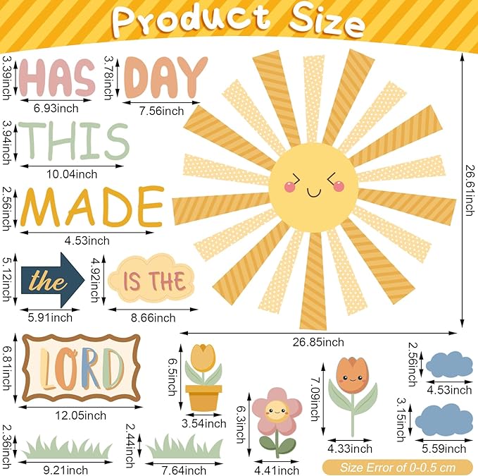 Fuyoooo 150 Pcs Spring Christian Bulletin Board Set Sunday School Bulletin Board Inspired Religious Classroom Decoration for Teacher Sunday School VBS Bible Church Summer Wall Decor(Boho Color)