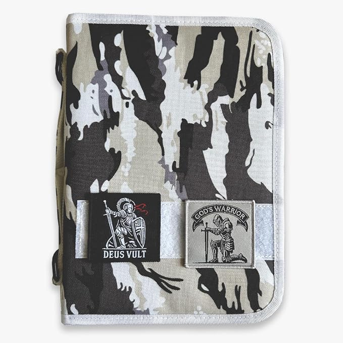 Tactical Bible Case For Men, Bible Cover For Men, Gift For Women, Bible Book Cover, Bible Cover Case With Patches, Great Christian Gift for Friends and Family (Arctic)