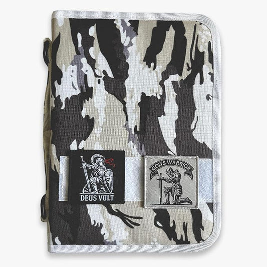 Tactical Bible Case For Men, Bible Cover For Men, Gift For Women, Bible Book Cover, Bible Cover Case With Patches, Great Christian Gift for Friends and Family (Arctic)