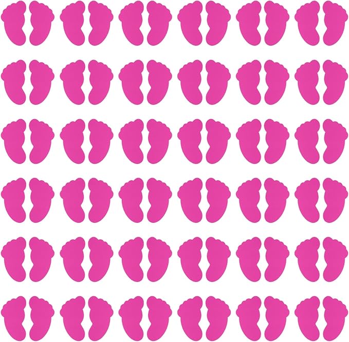 PATIKIL Foot Shaped Carpet Markers, 72pcs (36pairs) Nylon Floor Spots Markers Colorful Hook and Loop Marker Dots for Classroom Teacher Supplies, Pink