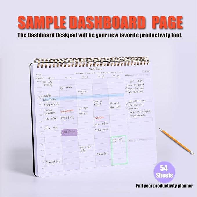Weekly To Do List Planner with Hourly Schedule - A4 Workweek Desk Pad, 54 Sheets Weekday Planning Notepad, Workday Appointment Planner Book to Organize Your Daily Productivity - Undated Agenda