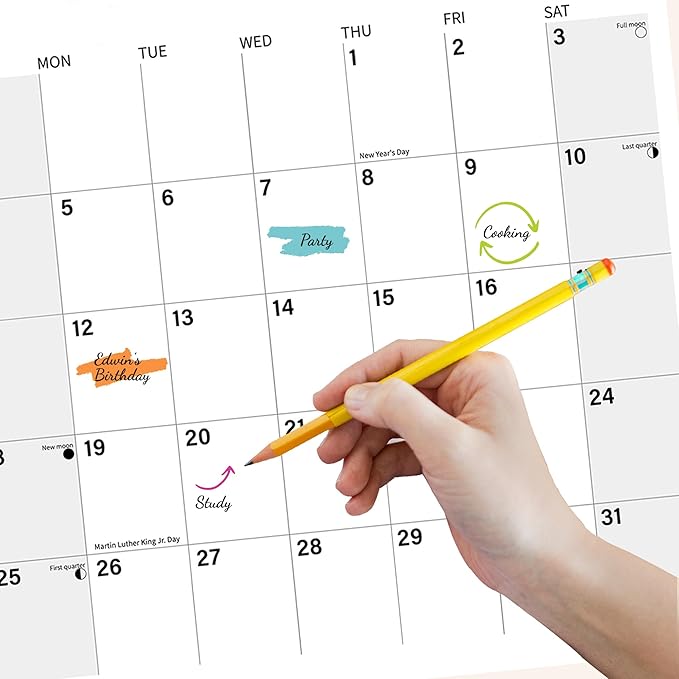 Wall Calendar 2026 Planner Calendar - LAKE Hangable Monthly Wall Calendar with Large Blocks for Organizing & Planning, Academic Schedule, Home, Office & family, Thick & Sturdy Paper (12"x24" Open)