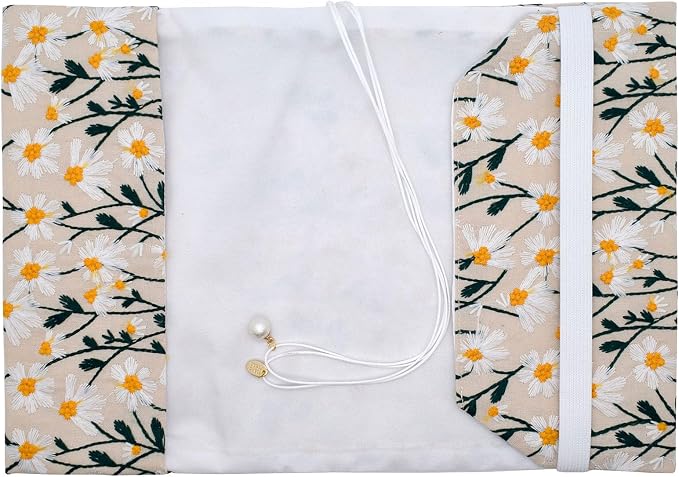 BLBMH A5 Journal Cover | Non-Stretch Fabric Notebook Sleeve with Bookmark, Handmade 5.5x8.3 Washable Privacy Protector for Paperback Bible Hardcover, Gift for Women - Daisy 2