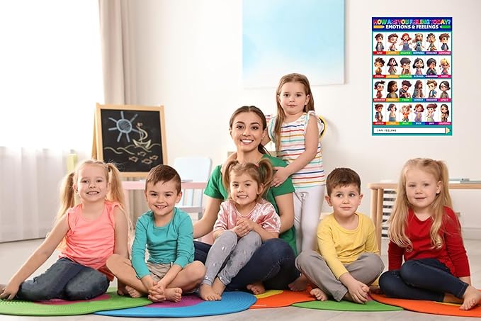 D24TIME Feelings Chart for Kids - 11''x16'' Toddler Educational Feeling Posters Emotion Chart for Children Kindergarten Nursery School Classroom Learning Poster Back to School Teacher Supplies