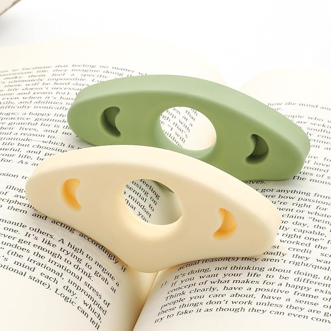 Book Page Holder, Silicone Book Thumb Page Holders for Reading Hands Free, Book Lovers Gifts & Book Accessories, 2 Pack (Medium Size, Blue)