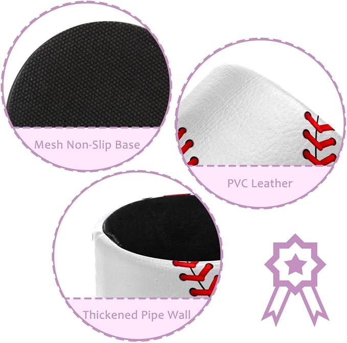 Baseball Laces Pen Holder Pencil Organizer Cute Pencil Cup Desk Decor Makeup Brush Holder PU Multifunctional Office Supplies for Home Classroom School