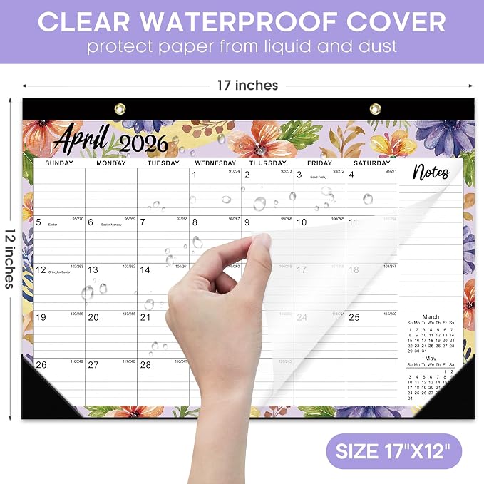 3 Pack of Desk Calendar 2026-2027, 21-Month Calendar Runs Unitl June 2027, Large 17" x 12" Monthly Desktop & Wall Calendar for Home & Office - Botanic Whimsy