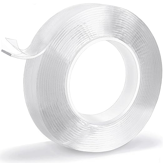 Heavy Duty Double Sided Mounting Tape, 1" x 198", Traceless and Removable Nano Tape for Outdoor and Indoor, Strong Adhesive Clear Two Sided Gel Grip Tape (16.4 FT)
