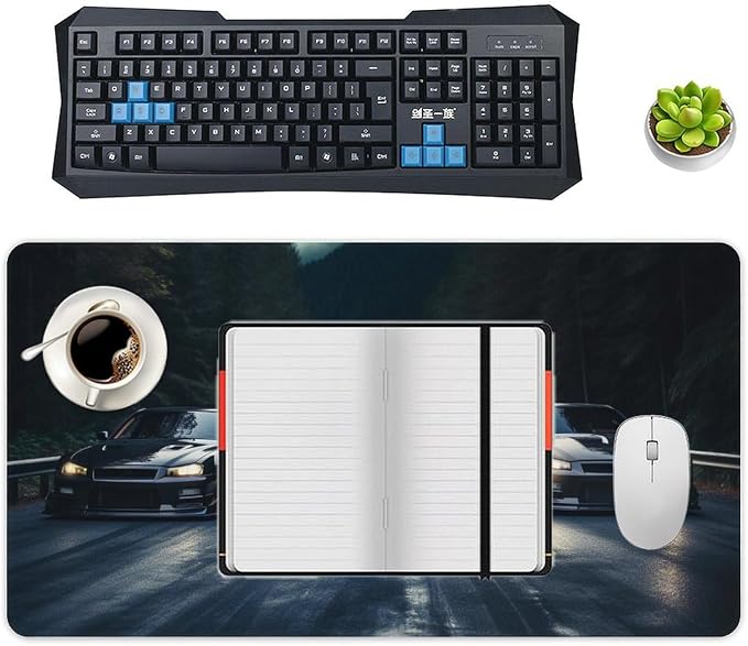 Large Mouse Pad Gaming R34 Sports Car Racing JDM Car Cool Big Computer Desk Mat Desk Pad for Keyboard and Mouse Mat Non-Slip Base 40X75cm
