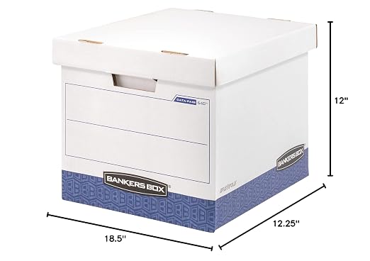 Bankers Box BINDERBOX Heavy-Duty Storage Boxes, FastFold, Lift-Off Lid, Fits Binders 1 1/2 to 3 Inches, 12 1/4 x 18 1/2 x 12, Case of 12 (0073301)