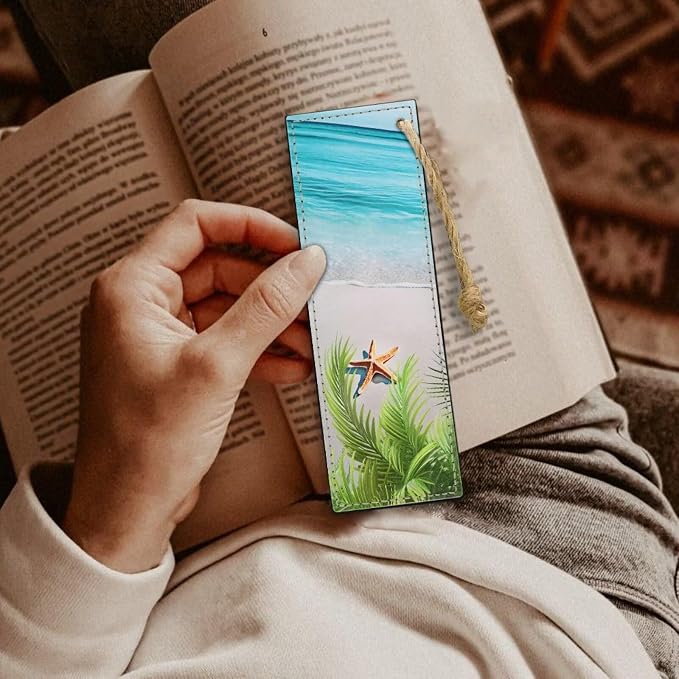 Beach Starfish Bookmarks for Men Boy, Cool Bookmarks Book Marks for Book Lovers Adults Kids Set of 2
