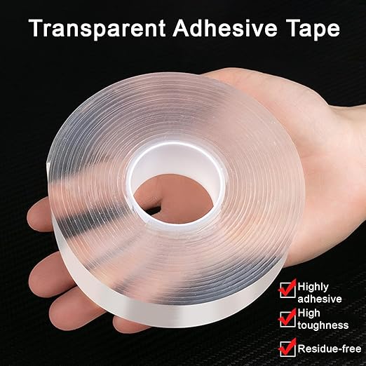 Heavy Duty Clear Double Sided Tape, 10FT Nanometer Mounting Tape Removable Waterproof, Two Sided Adhesive Tapes for Home Office Multipurpose 2mm 3m