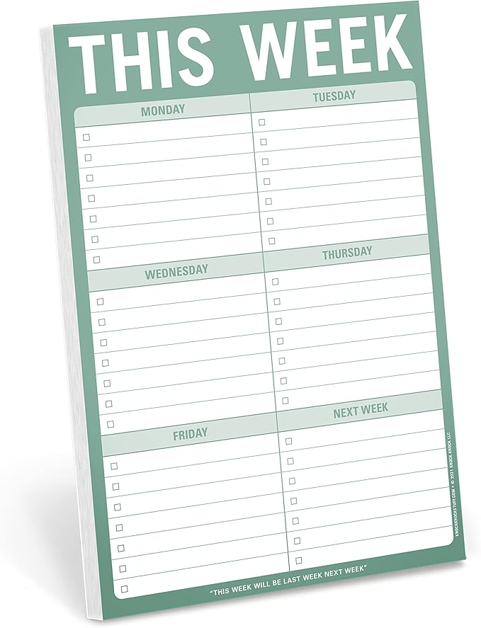 Knock Knock 1-Count This Week Pads, To Do List Notepads, 6 x 9-inches each (Sage Green)