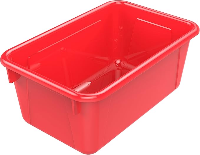 Storex Small Cubby Bins, Pack of 5, 12.2 x 7.8 x 5.1 Inches, Red (62415U05C)