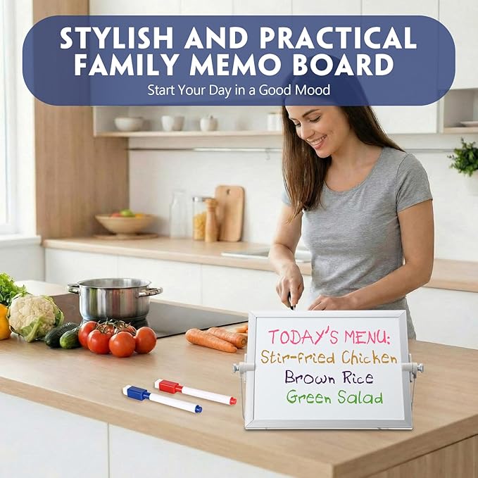 3 Pcs Small Dry Erase White Board with Stand 6 x 8'' Double Sided Magnetic Tabletop Whiteboard Mini Dry Erase Easel Board with 8 Markers 6 Magnets 6 Eraser for Drawing Office School Home